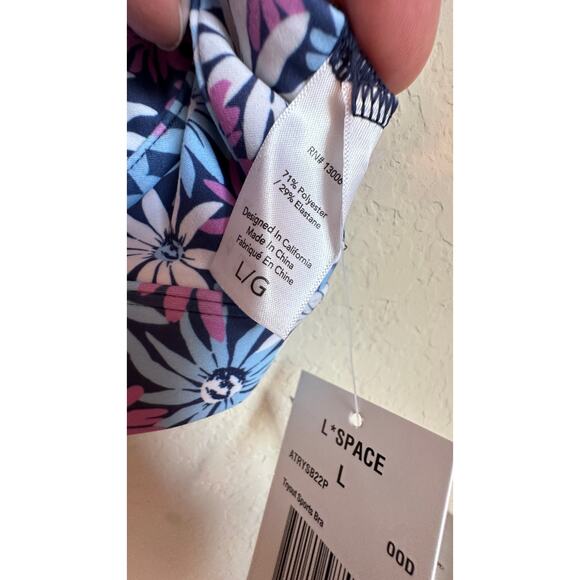 New L*Space Oopsie Daisy‎ Tryout Sports Bra Large Floral Underwire Purple Blue - Picture 11 of 11